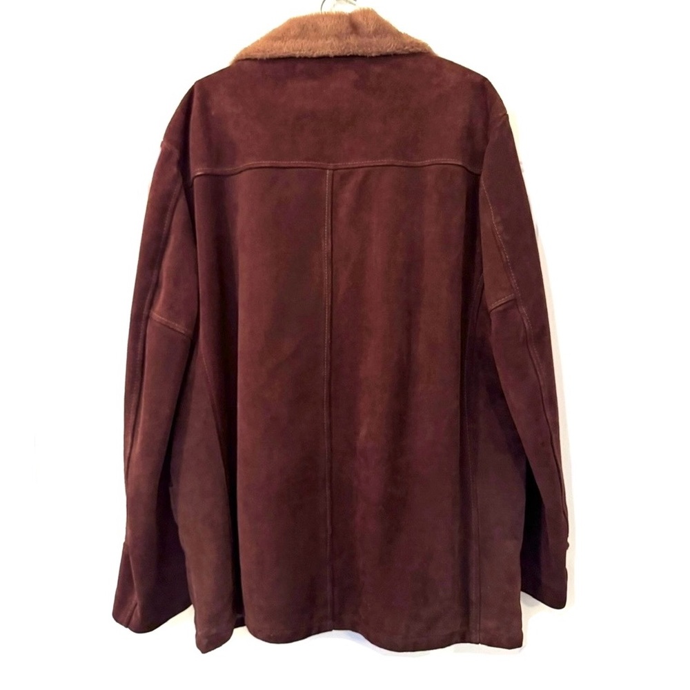 SALE * Vintage Sears Leather Shop Suede Cognac Faux Shearling Coat - Picture 2 of 9